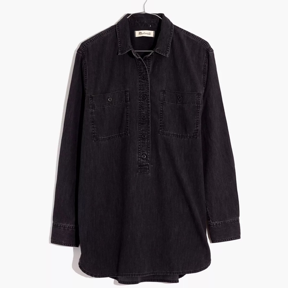 Madewell popover top in black wash